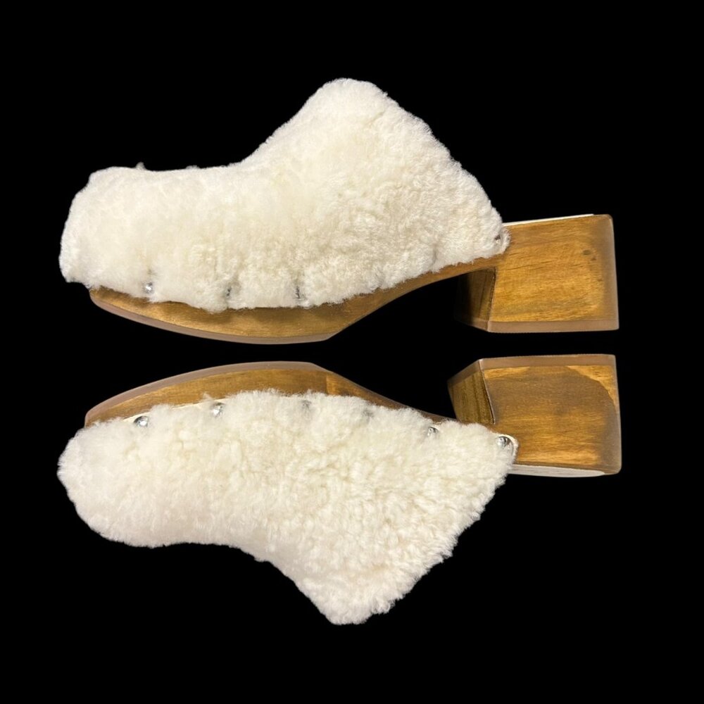 Matisse Stockholm Shearling Clogs Womens Size 7M Slip-On Block Heel Shoes Brazil - Picture 13 of 16